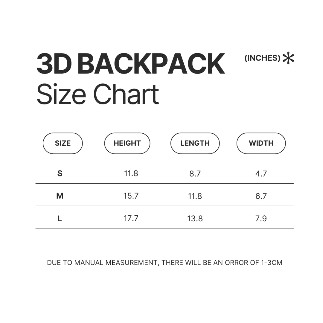 3D Backpack Size Chart - Rain World UK Shop