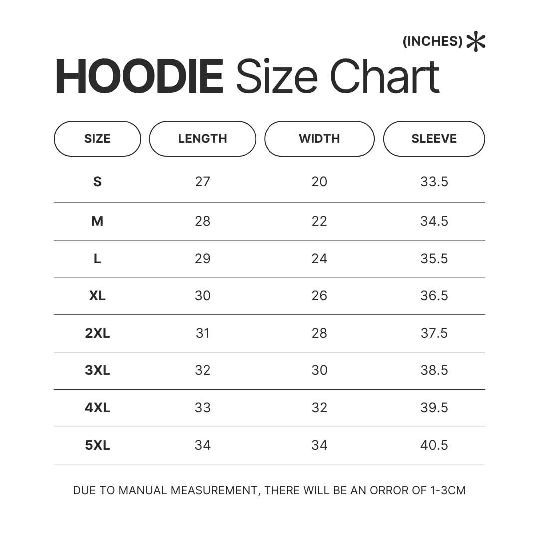 Hoodie Size Chart - Rain World UK Shop