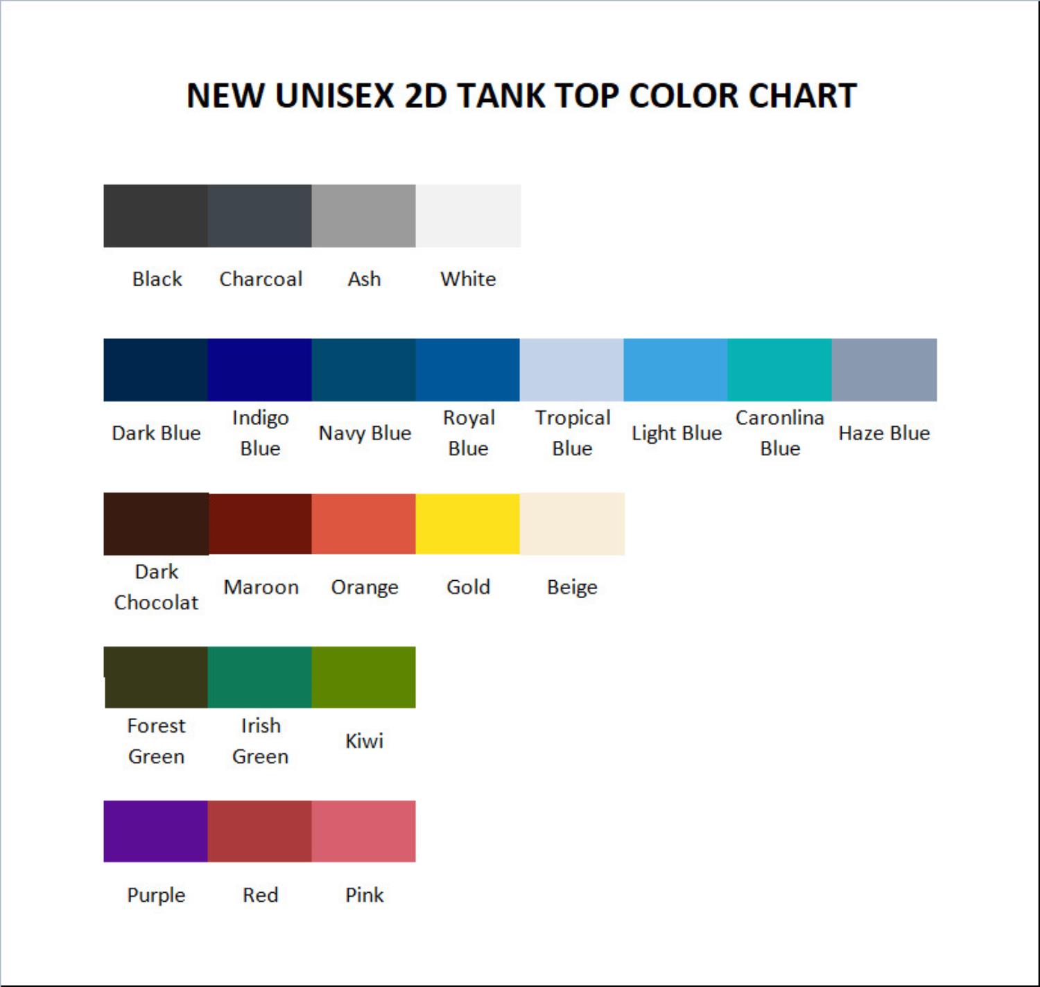 tank top color chart - Rain World UK Shop