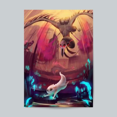 Slug Cat Rain World Wall Art