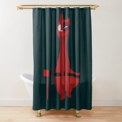 Cute Game Character Artificer From Rain World Game Downpour Fanart Shower Curtain